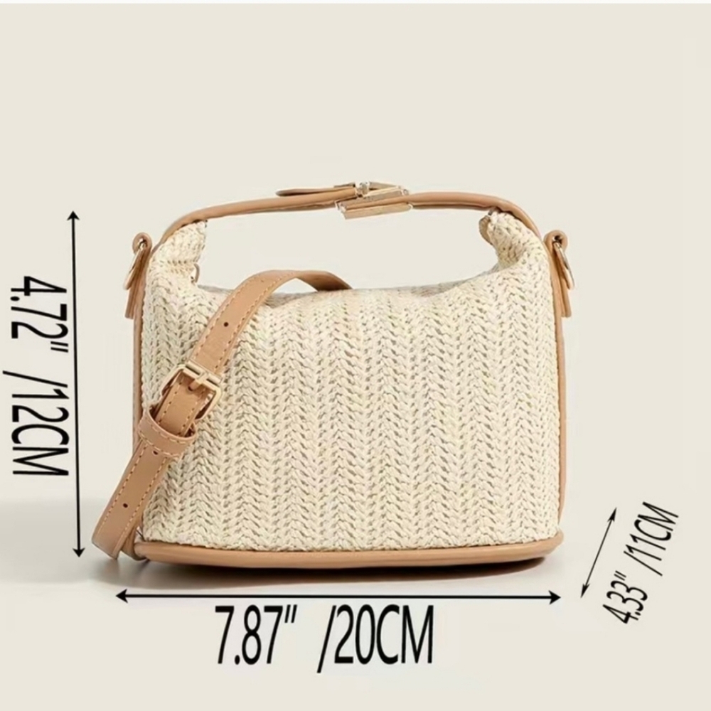 Oatmeal straw crossbody bag - Picture 6 of 6